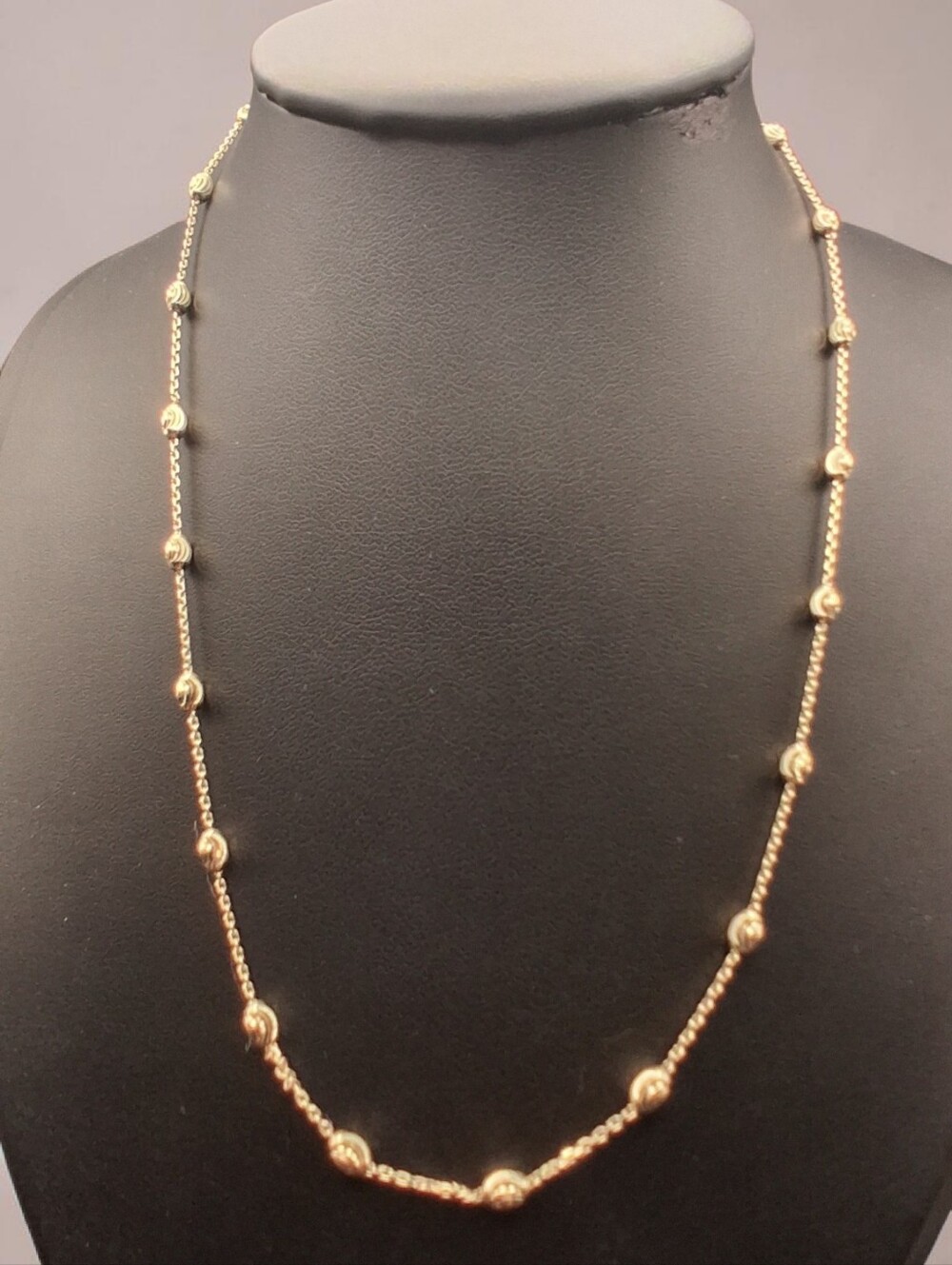 Italian 14K Yellow Gold Over Sterling Silver Fancy 3MM Beaded Chain Necklace
